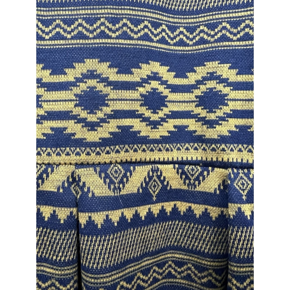 NWT LuLaRoe Amelia Dress 3XL Blue Gold Aztec Geometric Fit Flare Pleated Office - Picture 3 of 8